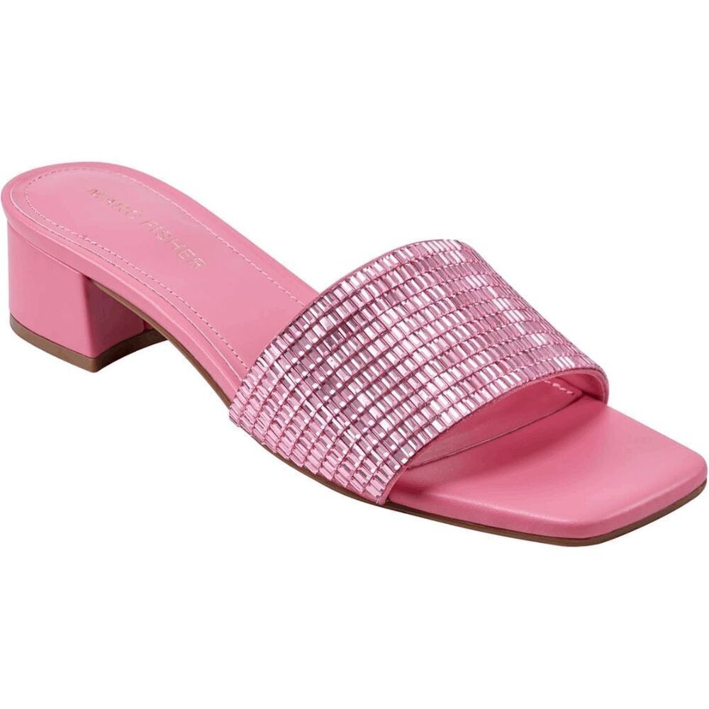 Marc Fisher Pink Embellished Slide Sandals - Picture 7 of 15